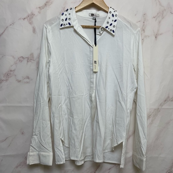 Nwt Kut From The Kloth Rhinestone Button Down Shirt - B2 - Picture 1 of 7
